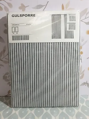 Pair IKEA Gulsporre Grey White Classic Striped Curtains 145 X 300 Cm 57x118   • £49.99