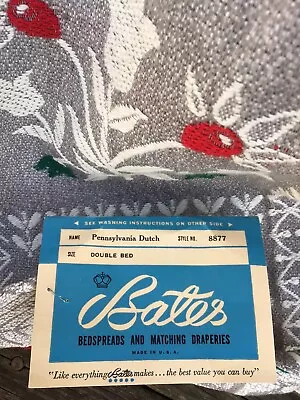 Vintage Bates Blanket Bedspread Rare 50’s Cotton. Full Sz. Houses & Flowers NEW! • $200