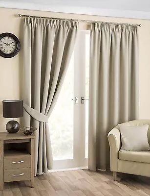 Hamilton McBride Pencil Pleat Lined Curtains Thermal Blackout Cream W350xD183cm  • £99.97