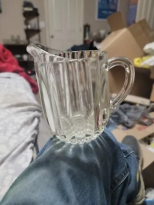 Vintage National Clear Glass Ribbed Pitcher Hobnail Bottom 1940s 50s • $7.10