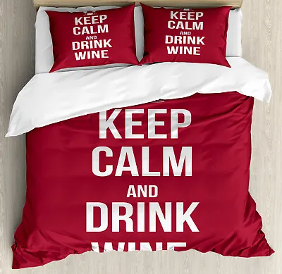 Keep Calm Duvet Cover Set Drink Wine Slogan • £32.99