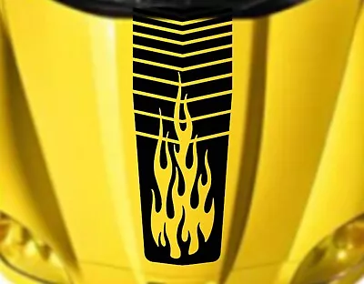 16  Center Hood Stripped W/FLAMES RACING STRIPES Vinyl Decal (Fits Corvette C6) • $54.95