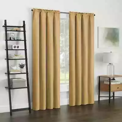 Eclipse Samara Blackout Rod Pocket Curtain Panel Antique Gold 42 X63  SET OF 2 • $28.88