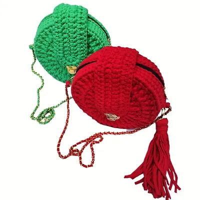 New Handmade Round Bag Knitted  Purse Bags Shoulder Crossbody Bags For Women • $24.99