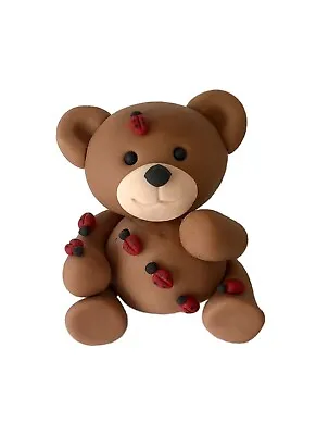 Handmade  Teddy With Ladybirds Edible Fondant Cake Topper / Decoration. • £8.99