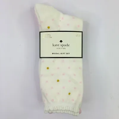£21.37 • Buy Kate Spade Bridal Gift Set Cream Pink Gold 3 Pair Bridesmaids Socks One Size NEW
