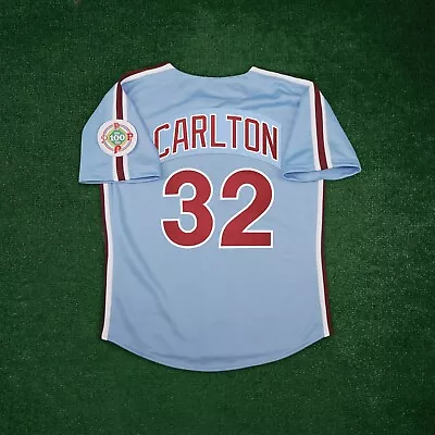 Steve Carlton 1984 Philadelphia Phillies Cooperstown Men's Blue Away Jersey • $149.99