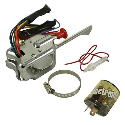 $17.85 • Buy Chrome 12V Universal Rat Hot Rod Turn Signal Switch For FORD GM With Flasher
