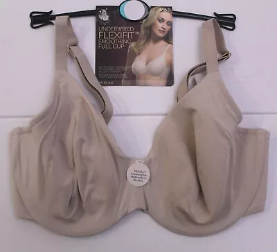 M&s Lingerie Flexifit Smoothing Underwired Full Cup Bra Bnwt Almond Size 36dd • £9.95