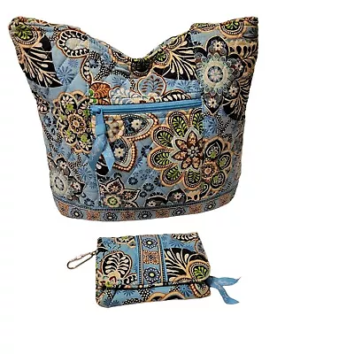 Vera Bradley Bali Blue Shoulder Tote Kisslock Wallet Set EUC Looks New • $61.59