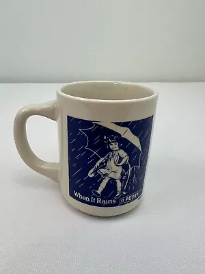 Morton Salt Coffee Mug   When It Rains It Pours  1921 Umbrella Girl - FREE SHIP • $8.79