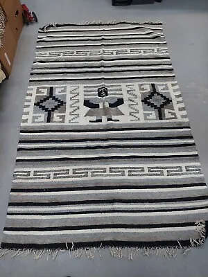 $40 • Buy Vintage 1970s Hand Woven Mayan Zapotec Mexican-Indian Blanket Brown Beige 78x50