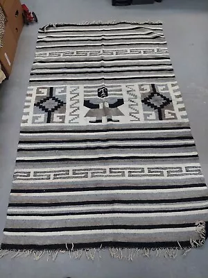 $40 • Buy Vintage 1970s Hand Woven Mayan Zapotec Mexican-Indian Blanket Brown Beige 78x50