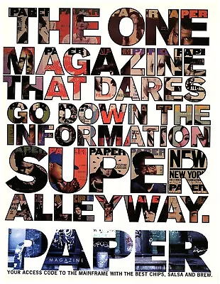 1995 Paper Magazine Print Ad Dares Go Down Information Super Alleyway New York • $11.50