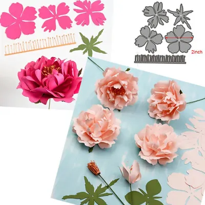 Rose Flower Floral Leave Foliage Metal Cutting Dies Scrapbooking Card Stencils • £4.18