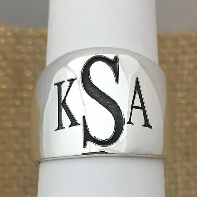 Sterling Silver Personalized Monogram Signet Dome Ring Cigar Band • $45