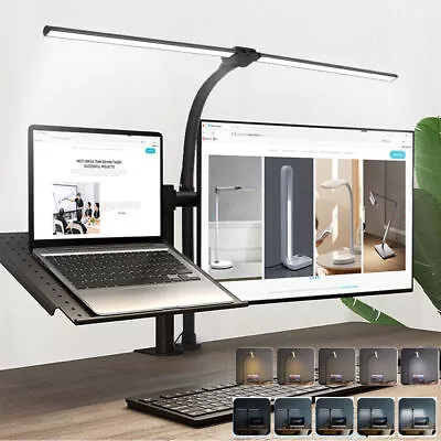 24W Double Head LED Desk Lamp Office Table Lamps Gooseneck Night Light Dimmable • $74.69