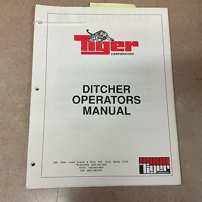 Tiger DITCHER MOWER OPERATION MAINTENANCE MANUAL GUIDE DITCH CUTTER OPERATOR • $17.49