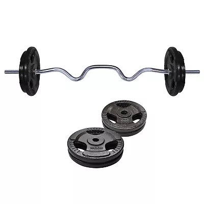 30kg - 120cm Super Curl Barbell Bar Weight Set + Ez Grip Cast Iron Weight Plate • $126.59