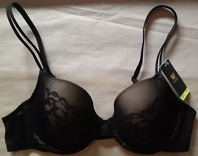 Nwt Wacoal Stark Rose Lace Black Contour Bra 853225 30d $68 • $39.99