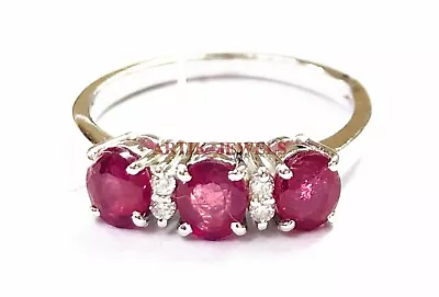 Heated Ruby Gemstone With 925 Sterling Silver Ring For Women's #4420 • $76.49