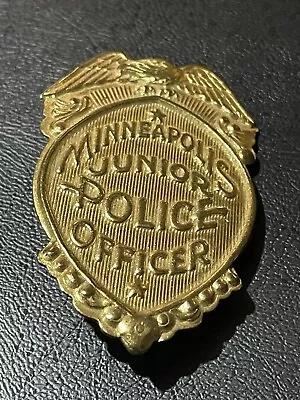 Minneapolis Minnesota Junior Police Officer Badge Button Pinback Brass 1950s. • $15