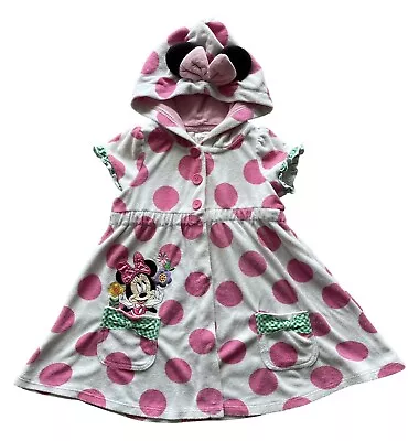 Disney Store Girls Minnie Mouse White & Pink Swim Cover Up Sz 4(110/56) • $16.01