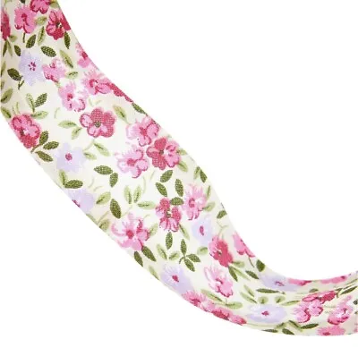 Floral And Polka Dot Cotton Bias Binding Tape 25mm (1 Inch) - Various Colours • £2.65