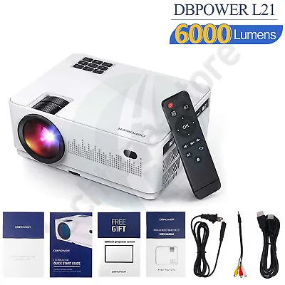 DBPOWER L21 Mini Projector LED 6000L 1080P Supported Full HD With  HDMIx2 USBx2 • $46.72