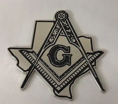 New Freemason Masonic Texas Cut-out Car Emblem In Silver With Black • $10.99