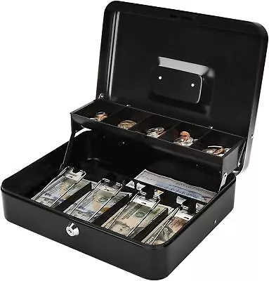 Key Lock Money Box With 5 Bill 5 Coin Cash Register Drawer Organizer Safe • $31.99