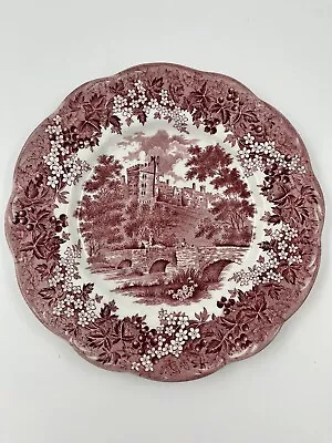 Vintage J&G Meakin Red Romantic England Derbyshire Haddon Hall 10” Dinner Plate • $19.99