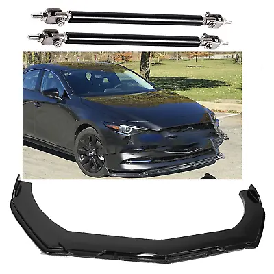 Front Bumper Lip Splitter Spoiler Body Kit Gloss Black For Mazda Speed 3 6 RX CX • $69.99