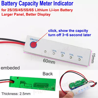 £3.04 • Buy 2S~6S Lithium Li-ion 18650 Battery Pack Capacity Level LED Indicator Panel Meter
