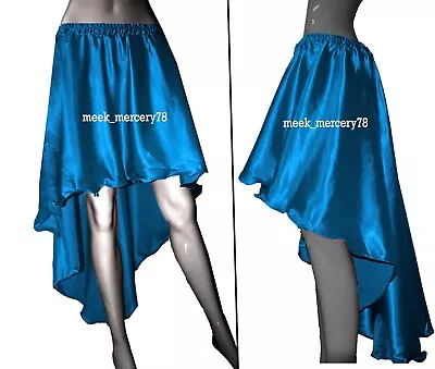 Steampunk Skirt Women's Teal  Casual Satin Asymmetrical Skirt High Low Skirt S6 • $21.38