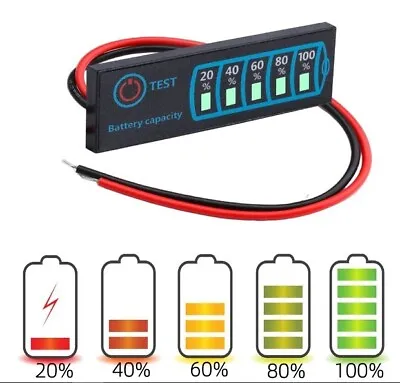 £6.99 • Buy Lead Acid Lithium Li-ion Battery Capacity Level Voltage Meter Indicator Tester