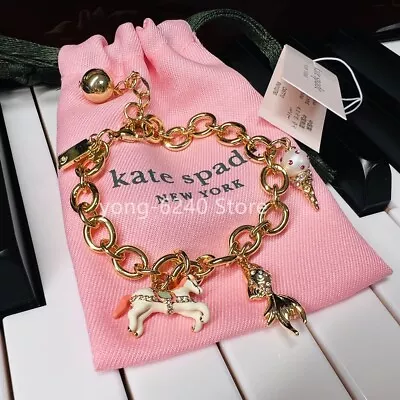 NWT Kate Ks Spade Carnival Nights Unicorn Ice Cream Cone Fish Charm Bracelet • $26.99