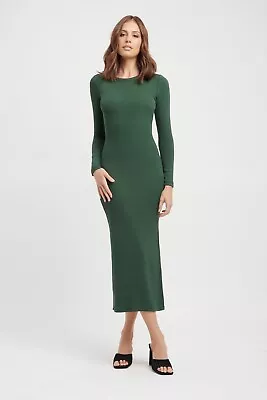 Kookai Priya Long Sleeve Dress In Deep Green Size 0 (6-8) RRP: $140 • $40