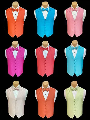 Men's Ralph Lauren Tuxedo Vest & Tie Red Green Blue Silver Pink Yellow Burgundy • $14.95