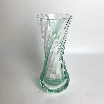 Caithness Glass Vase Vintage Art Glass Turquoise Swirl Vase Scotland • £10