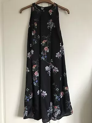 Mango Floral Black Dress SZ 8 • $8.83