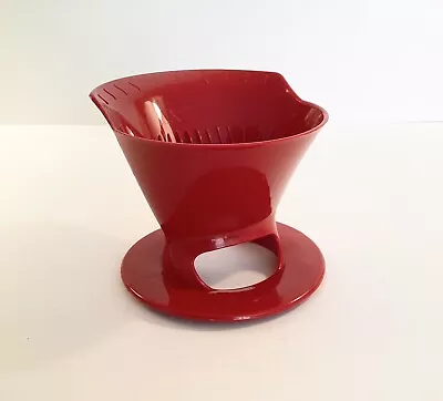 Melitta Red Plastic Single Serve Coffee Cup Filter Cone Brewer • $8