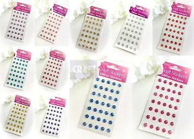 £1.49 • Buy 8mm Glitter Gem Stickers Self Adhesive Stick On Craft Embellishment Sparkly 35pc