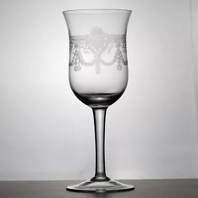 4 Sherry/Wine Stemware VTG Etched Crystal Glasses W/ Band Wreath & Swag • $30