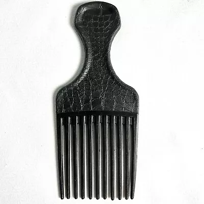 VTG Goody Hair Pick Lift Afro Comb Black Plastic Alligator Texture USA 3  Teeth • $11.99