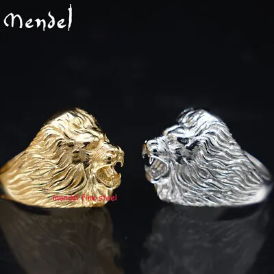 MENDEL Gold Plated Mens Lion Head Of Judah Ring Men Stainless Steel Size 7 8-15 • $11.99