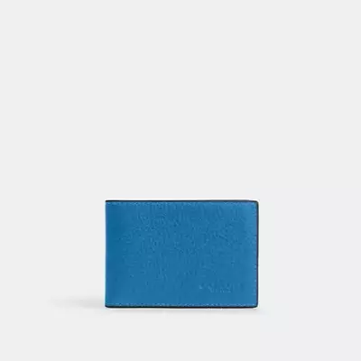 Coach Men's Compact Billfold Wallet Blue Jay Pebble Leather CM167 $150 • $63.95