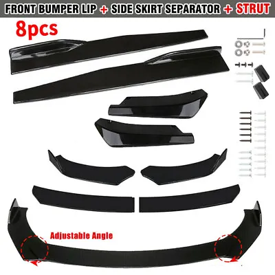 Glossy Black Front Bumper Spoiler Body Kit / Side Skirt /Rear Lip For Universal • $40.98