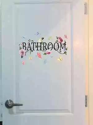 Bathroom Sign Butterfly Wall Sticker PVC Waterproof Self Adhesive Wall Art Decor • $7.64