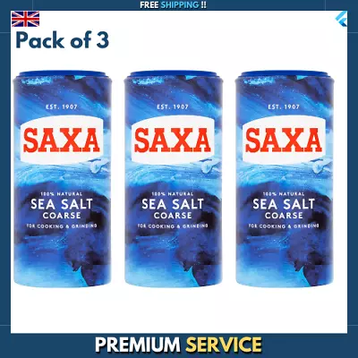 3x Saxa / Sea Salt Coarse / For Cooking & Grinding / 350 G / No Added Colours • £6.99